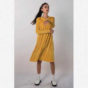 CURRENT NYC VELVET TIDAL DRESS IN MUSTARD YELLOW - M